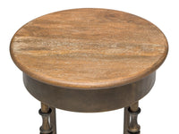 Wooden Round Side Table with Finial Legs in Dark French Brass Finish Furniture Kings Warehouse 