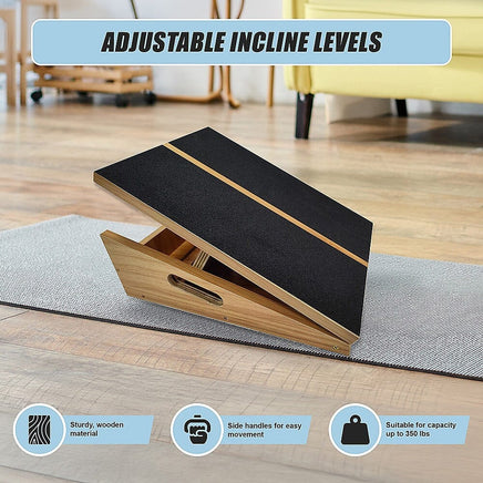 Wooden Slant Exercise Board With Adjustable Incline And Non-Slip Surface Sports & Fitness Kings Warehouse 