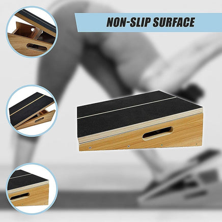 Wooden Slant Exercise Board With Adjustable Incline And Non-Slip Surface Sports & Fitness Kings Warehouse 