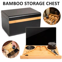 Wooden Storage Chest With Movable Tray Wood Lockable Stash Box Rolling Tray Gift Pet Care Kings Warehouse 