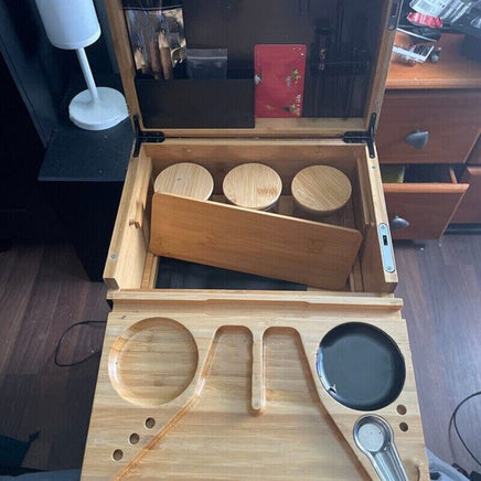 Wooden Storage Chest With Movable Tray Wood Lockable Stash Box Rolling Tray Gift Pet Care Kings Warehouse 