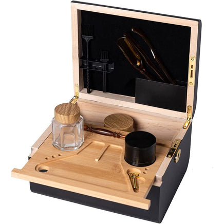 Wooden Storage Chest With Movable Tray Wood Lockable Stash Box Rolling Tray Gift Pet Care Kings Warehouse 