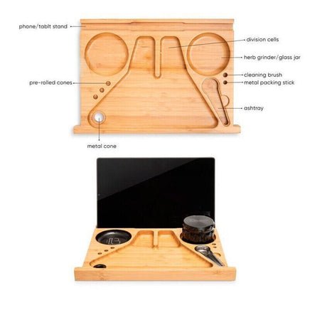 Wooden Storage Chest With Movable Tray Wood Lockable Stash Box Rolling Tray Gift Pet Care Kings Warehouse 
