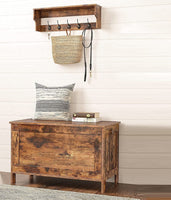 Wooden Sturdy Entryway Storage Bench with Safety Hinge Home & Garden Kings Warehouse 