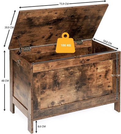 Wooden Sturdy Entryway Storage Bench with Safety Hinge Home & Garden Kings Warehouse 
