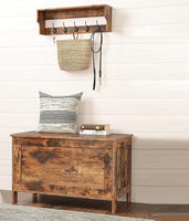 Wooden Sturdy Entryway Storage Bench with Safety Hinge Kings Warehouse 