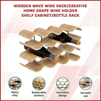 Wooden Wave Wine Rack/Creative Home Grape Wine Holder Shelf Cabinet/Bottle Rack Home & Garden Kings Warehouse 