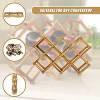 Wooden Wine Rack Freestanding 10 Bottles Countertop Storage Home & Garden Kings Warehouse 