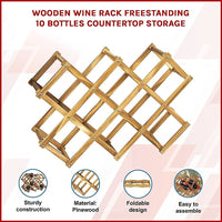 Wooden Wine Rack Freestanding 10 Bottles Countertop Storage Home & Garden Kings Warehouse 