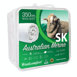 Woolcomfort Aus Made Merino Wool Quilt 350GSM 270x240cm Super King Size Home & Garden Kings Warehouse 