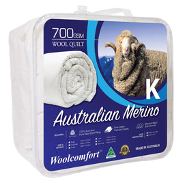 Woolcomfort Aus Made Merino Wool Quilt 700GSM 240x210cm King Size Home & Garden Kings Warehouse 