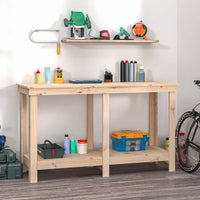 Work Bench 140x50x80 cm Solid Wood Pine Kings Warehouse 