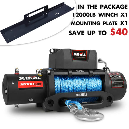 X-BULL 12000LBS Electric Winch 12V 4x4 synthetic rope 4WD Car with winch mounting plate Baby & Kids Kings Warehouse 