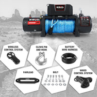 X-BULL 12V Electric Winch 12000LBS synthetic rope 4wd Jeep with Tire Deflator Auto Accessories Kings Warehouse 
