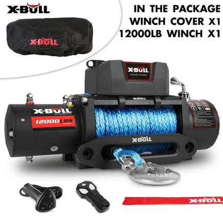 X-BULL 12V Electric Winch 12000LBS synthetic rope 4wd Jeep with winch cover Baby & Kids Kings Warehouse 