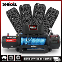 X-BULL 12V Electric Winch 12000LBS synthetic rope with 4PCS Recovery Tracks Gen3.0 Black Auto Accessories Kings Warehouse 