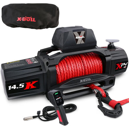 X-BULL 12V Electric Winch 14500LBS synthetic rope with winch cover Auto Accessories Kings Warehouse 