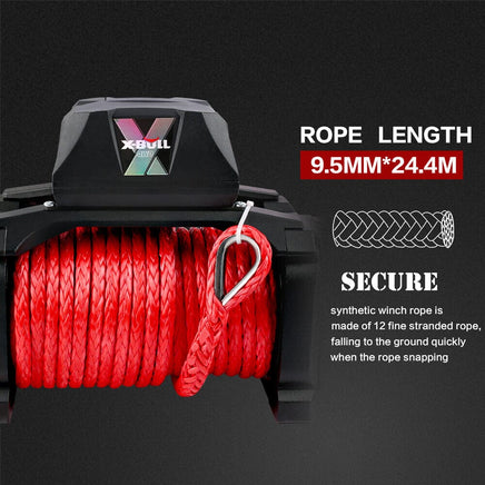 X-BULL 12V Electric Winch 14500LBS synthetic rope with winch cover Auto Accessories Kings Warehouse 