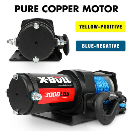 X-BULL 12V Electric Winch 3000LB ATV Winch Boat Trailer Winch Synthetic Rope Auto Accessories Kings Warehouse 