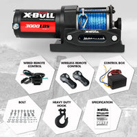 X-BULL 12V Electric Winch 3000LB ATV Winch Boat Trailer Winch Synthetic Rope Auto Accessories Kings Warehouse 