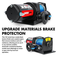 X-BULL 12V Electric Winch 3000LB ATV Winch Boat Trailer Winch Synthetic Rope Auto Accessories Kings Warehouse 