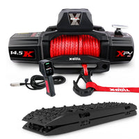 X-BULL 14500LBS Electric Winch 12V synthetic rope with Recovery Tracks Gen3.0 Black Auto Accessories Kings Warehouse 