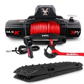 X-BULL 14500LBS Electric Winch 12V synthetic rope with Recovery Tracks Gen3.0 Black Auto Accessories Kings Warehouse 