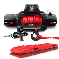 X-BULL 14500LBS Electric Winch 12V synthetic rope with Recovery Tracks Gen3.0 Red Auto Accessories Kings Warehouse 
