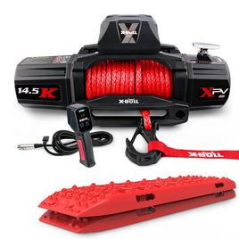 X-BULL 14500LBS Electric Winch 12V synthetic rope with Recovery Tracks Gen3.0 Red Auto Accessories Kings Warehouse 