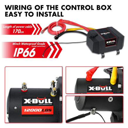 X-BULL Electric Winch 12000LBS/5454KGS Steel Cable 12V Wireless Remote Offroad Kings Warehouse 