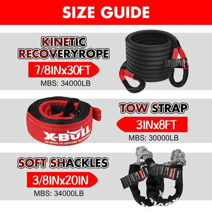 X-BULL Recovery Kit Kinetic Recovery Rope With 2PCS Recovery Tracks Gen2.0 Red Auto Accessories Kings Warehouse 