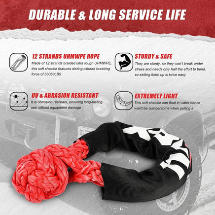 X-BULL Recovery Kit Kinetic Recovery Rope With 2PCS Recovery Tracks Gen2.0 Red Auto Accessories Kings Warehouse 