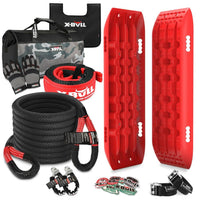 X-BULL Recovery Kit Kinetic Recovery Rope With 2PCS Recovery Tracks Gen2.0 Red Auto Accessories Kings Warehouse 