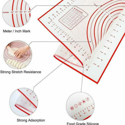 X Large Silicone Pastry Mat Thick Non Stick Baking Mat with Measurement 40*60 cm Fondant Mat Counter Mat Dough Rolling Mat Oven Liner Pie Crust Mat Red Home & Garden Kings Warehouse 
