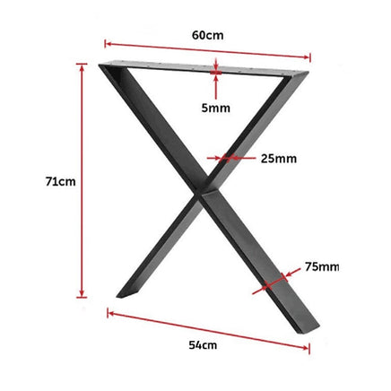 X Shaped Table Bench Desk Legs Retro Industrial Design Fully Welded Furniture Kings Warehouse 