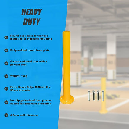 Yellow Heavy Duty Steel Bollard Post Home & Garden Kings Warehouse 