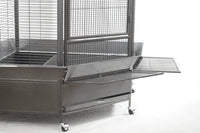 YES4PETS 161 cm XL Corner Bird Cage Pet Parrot Aviary Perch Castor Wheel Stand Black Silver Pet Care Kings Warehouse 