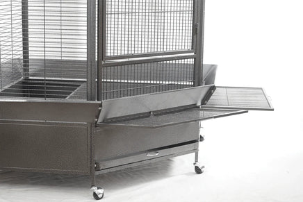 YES4PETS 161 cm XL Corner Bird Cage Pet Parrot Aviary Perch Castor Wheel Stand Black Silver Pet Care Kings Warehouse 