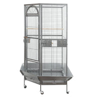 YES4PETS 161 cm XL Corner Bird Cage Pet Parrot Aviary Perch Castor Wheel Stand Black Silver Pet Care Kings Warehouse 