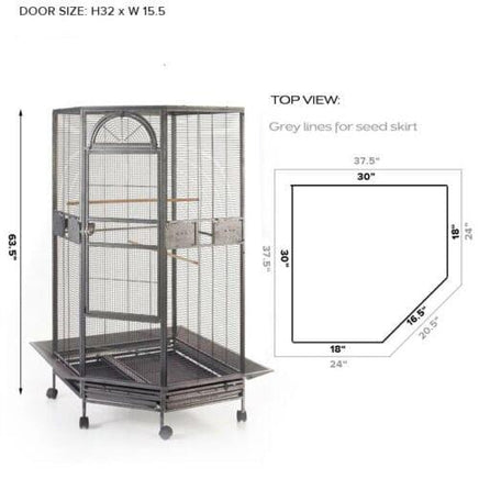 YES4PETS 161 cm XL Corner Bird Cage Pet Parrot Aviary Perch Castor Wheel Stand Black Silver Pet Care Kings Warehouse 