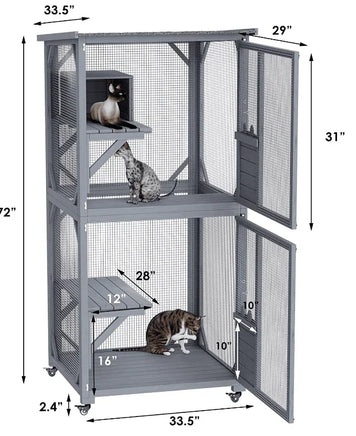 YES4PETS 173cm Pet Cat Bird Shelter Condo with Escape Door Wooden Kitten Cage House Pet Care Kings Warehouse 