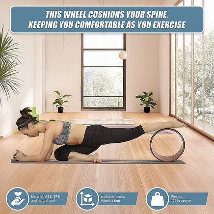 Yoga Pilates Wheel Cork Circle Prop Back Chest Hips Abdomen Stretch Roller Sports & Fitness Kings Warehouse 