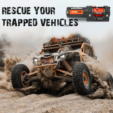 ZESUPER 12V Winch 4500LBS Electric Winch ATV Winch Synthetic Rope BOAT Trailer Auto Accessories Kings Warehouse 