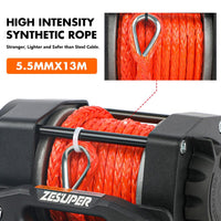ZESUPER 12V Winch 4500LBS Electric Winch ATV Winch Synthetic Rope BOAT Trailer Auto Accessories Kings Warehouse 