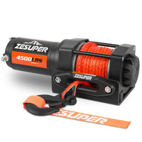 ZESUPER 12V Winch 4500LBS Electric Winch ATV Winch Synthetic Rope BOAT Trailer Auto Accessories Kings Warehouse 