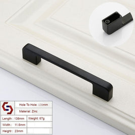 Zinc Kitchen Cabinet Handles Drawer Bar Handle Pull black color hole to hole size 128mm Kings Warehouse 