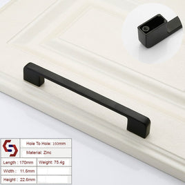 Zinc Kitchen Cabinet Handles Drawer Bar Handle Pull black color hole to hole size 160mm Kings Warehouse 