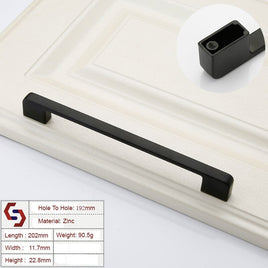 Zinc Kitchen Cabinet Handles Drawer Bar Handle Pull black color hole to hole size 192mm Kings Warehouse 
