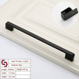 Zinc Kitchen Cabinet Handles Drawer Bar Handle Pull black color hole to hole size 224mm Kings Warehouse 