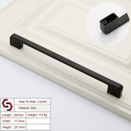Zinc Kitchen Cabinet Handles Drawer Bar Handle Pull black color hole to hole size 256mm Kings Warehouse 